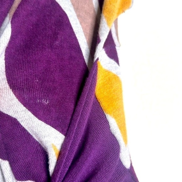 Anthro Moth Wrap Around Sleeveless Cardigan Sweater Lightweight Purple Yellow M - Picture 15 of 15